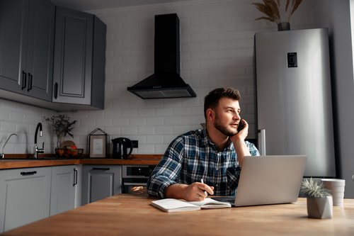 Picture of man working from home
